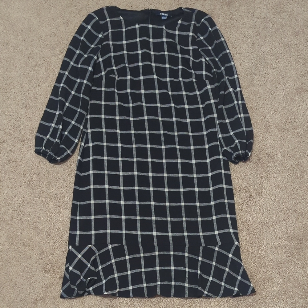 Chaps Black and White Checkered Dress